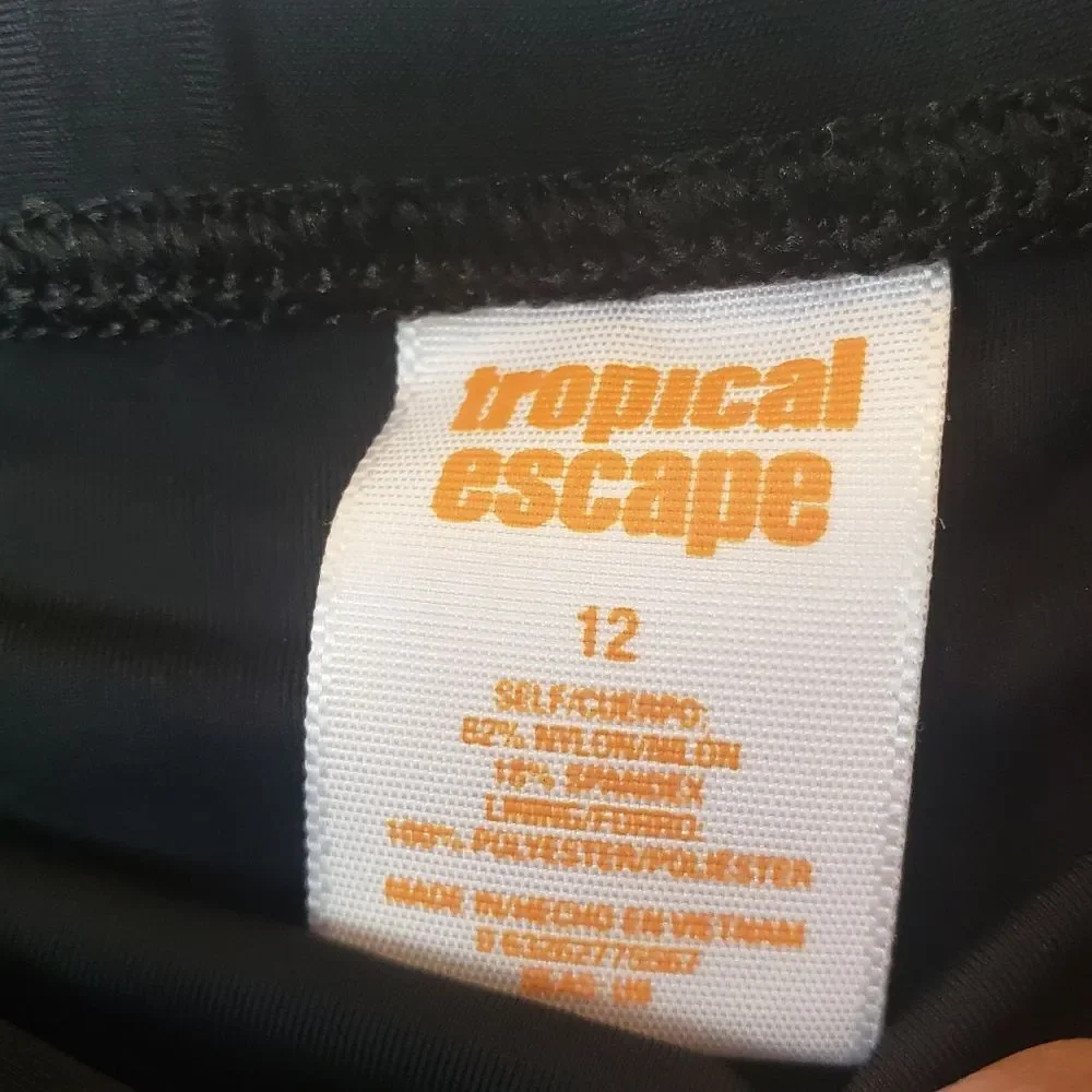 TROPICAL ESCAPE Black Swim Skirt Bathingsuit Bottoms 12